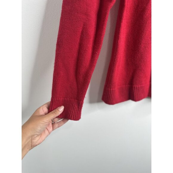 Talbots Sweater Womens Medium Red Blue Fair Isle Pullover Lambswool Blend Knit - Picture 4 of 11